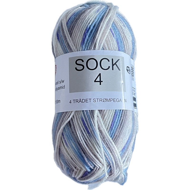 Sock 4 Multi print 40 Vit/Blå/Beige