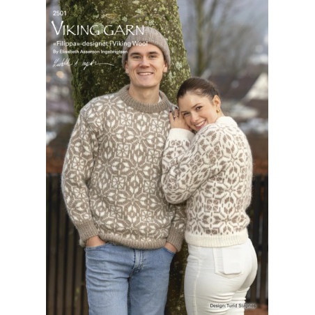 Viking´s mönsterkatalog 2501. Dam, herr tröjor stickade i Viking Wool